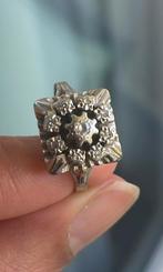Bague or 18k diamants antique année 1950, Handtassen en Accessoires, Ringen, 18 tot 19, Wit, Ophalen of Verzenden, Zo goed als nieuw