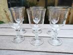Wijnglazen witte wijn set goudkleurig lijntje vintage retro, Ophalen of Verzenden