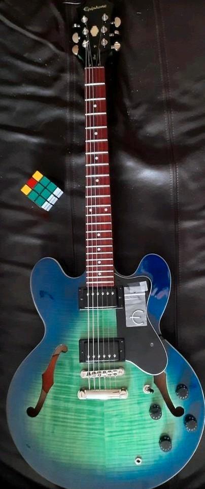 Epiphone ES335 Dot Aqua-Marine, Muziek en Instrumenten, Snaarinstrumenten | Gitaren | Elektrisch, Zo goed als nieuw, Semi-solid body
