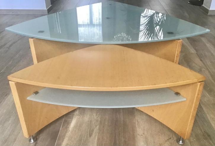 Leolux salontafel -  Hugo de Ruiter design, Huis en Inrichting, Tafels | Salontafels, Gebruikt, Overige vormen, Glas, Ophalen