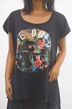 T-shirt met bloemen en vogel zwart 46, Vêtements | Femmes, T-shirts, Comme neuf, Manches courtes, Noir, Taille 46/48 (XL) ou plus grande