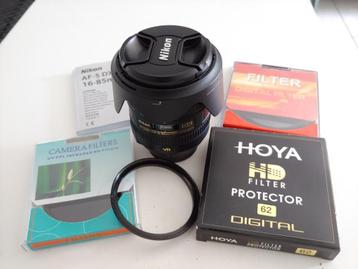 Nikon AF-S 16-85mm F/3.5-5.6G ED VR +kap+3filters+ring beschikbaar voor biedingen