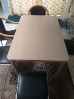 Uitschuifbare tafel en 6 stoelen, Ophalen, Kunststof, Gebruikt, 50 tot 100 cm