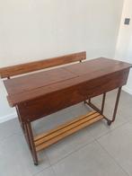 Vintage schoolbank dubbel, Huis en Inrichting, Ophalen, Gebruikt, 75 cm of meer, 60 cm of meer