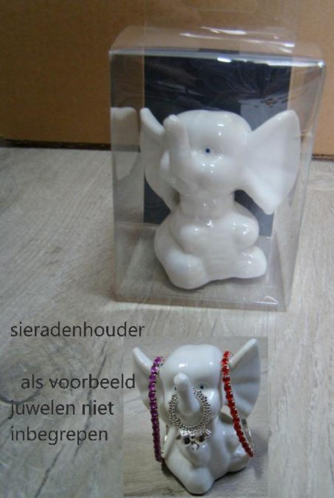 Sieradenhouder olifant wit porselein 8x8,5cm (zonder juwelen, Huis en Inrichting, Woonaccessoires | Overige, Zo goed als nieuw