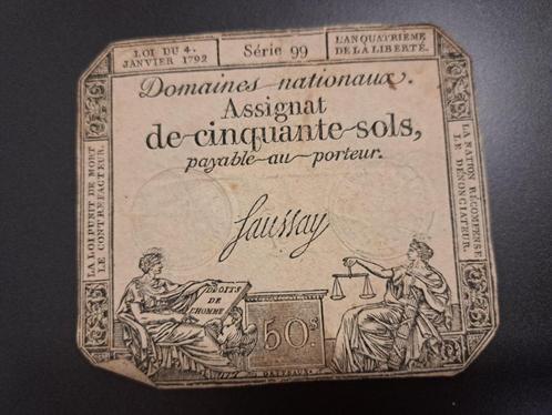 1792 France billet de banque de 50 sols série 99, Timbres & Monnaies, Billets de banque | Europe | Billets non-euro, Billets en vrac