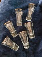 6 vintage likeur glaasjes in verzilverde houder, Antiek en Kunst, Antiek | Glaswerk en Kristal, Ophalen