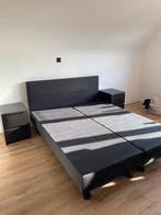Bed met 2 nachtkastjes + gratis matras, Huis en Inrichting, Ophalen, Gebruikt, Zwart, Tweepersoons