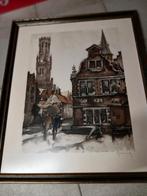 gesigneerde ets van Brugge door Roger hebbelinck, Antiek en Kunst, Ophalen of Verzenden