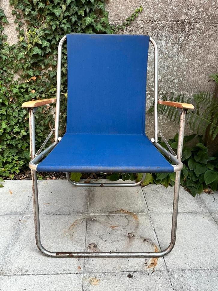 Vintage plooistoel strandstoel tuinstoel kampeerstoel, Caravans en Kamperen, Kampeermeubelen, Gebruikt, Campingstoel, Ophalen of Verzenden