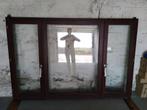 Dubbel opendraaiend raam in hout(=meranti) en dubbel glas, Comme neuf, 160 cm ou plus, 120 à 160 cm, Enlèvement