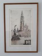 Tekening kathedraal  stadhuis Antwerpen, Antiek en Kunst, Ophalen