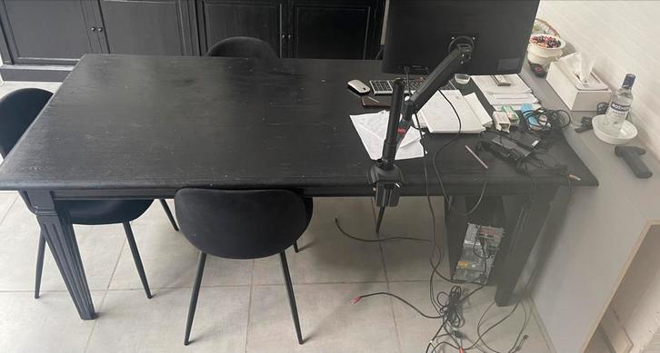Zwarte Houten Eettafel, Stevig, Tijdloos & Overschilderbaar, Huis en Inrichting, Tafels | Eettafels, Gebruikt, Ophalen
