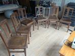 6 chaises anciennes en chêne, Vintage, Brun, Enlèvement, Bois
