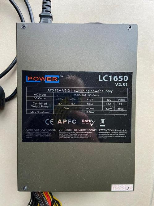 LC Power voeding 1600 W, Computers en Software, Interne voedingen, Zo goed als nieuw, Ophalen of Verzenden