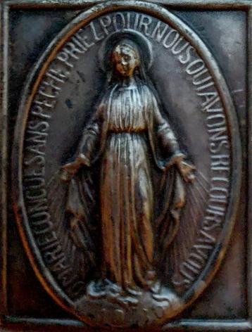 Oud medaillonplaatje H.Maria, Onbevlekt Ontvangen.. beschikbaar voor biedingen