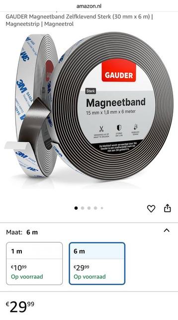GAUDER Magneetband Zelfklevend Sterk 30 mm x 6 mMagneetstrip beschikbaar voor biedingen
