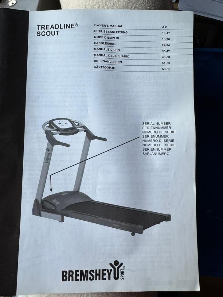 Bremshey treadline scout tapis de courses, Sports & Fitness, Appareils de fitness, Comme neuf, Tapis roulant, Jambes, Abdominaux