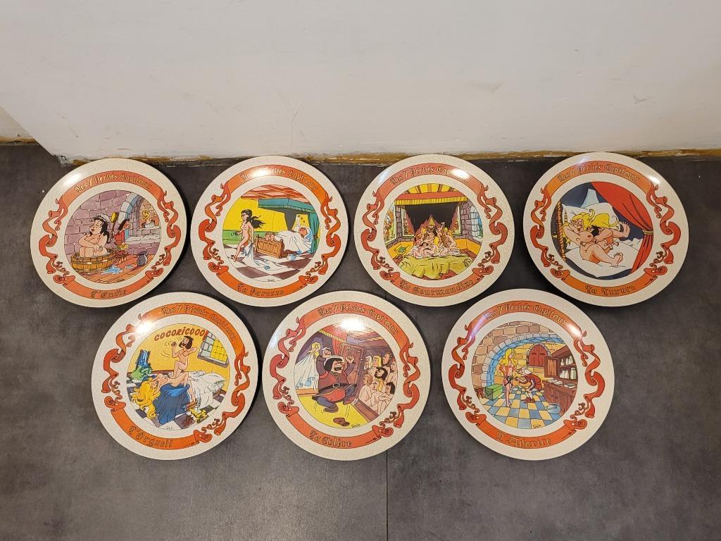 veel humoristische borden "de 7 hoofdzonden" vintage, Ophalen of Verzenden, Gebruikt, Gebruiksvoorwerp