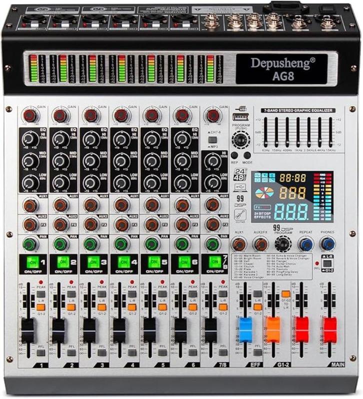 AG8 Professionele DJ-mixer 8 kanalen 99 DSP, Muziek en Instrumenten, Mengpanelen, Zo goed als nieuw, 5 tot 10 kanalen, Ophalen of Verzenden