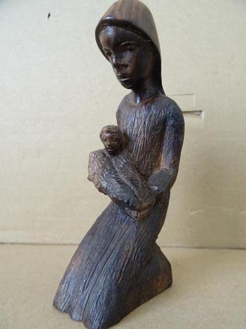 Houten Mariabeeld houten Mariabeeldje 15cm volkskunst 1960 beschikbaar voor biedingen
