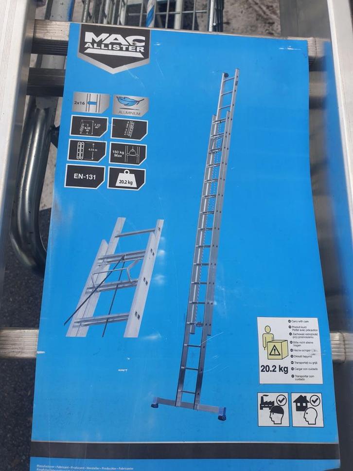 Mac Allister 6,55 m glijdende touwladder - Nieuw, Zakelijke goederen, Machines en Bouw | Liften, Steigers en Ladders, Ophalen