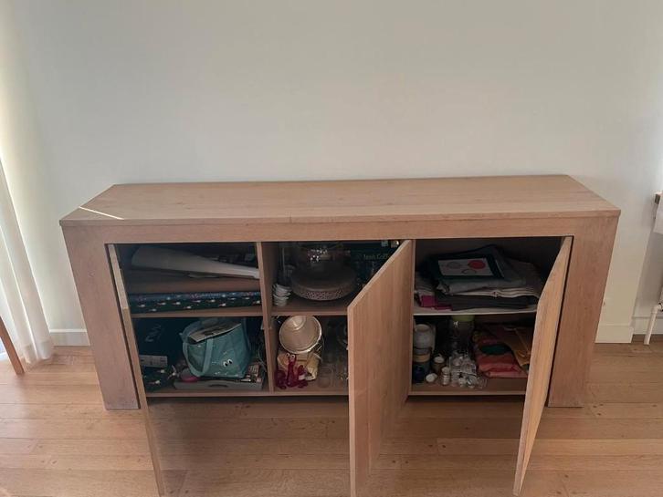 Massief eiken dressoir in modern landelijke stijl., Huis en Inrichting, Kasten | Dressoirs, Gebruikt, 50 tot 100 cm, 25 tot 50 cm