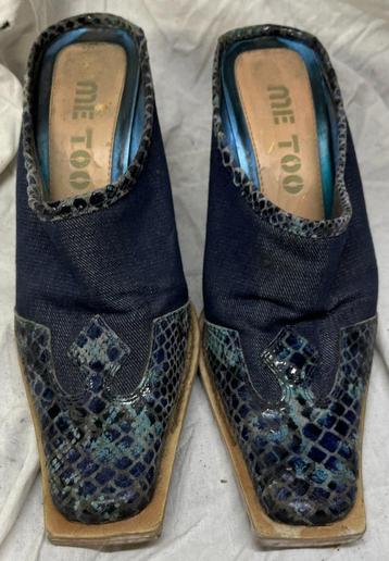 Cowboy muiltjes, me too, blauw/bruin, maat 7 1/2 (39 eu) beschikbaar voor biedingen