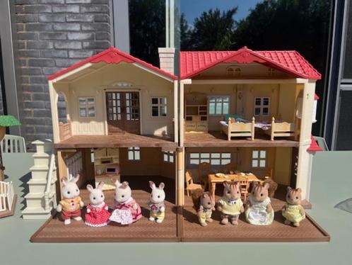 Sylvanian Families - Groot Lot met School, Huis & Figuren, Kinderen en Baby's, Speelgoed | Poppenhuizen, Zo goed als nieuw, Poppenhuis
