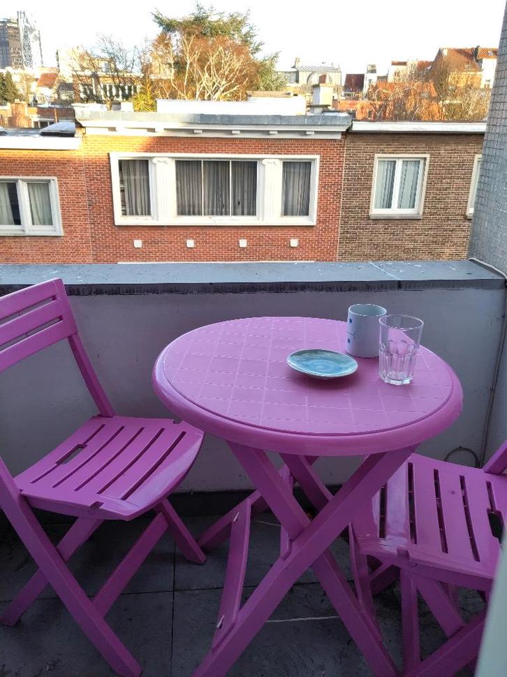 Table de jardin + chaises, Jardin & Terrasse, Tables de jardin, Utilisé, Rond, Synthétique, Enlèvement