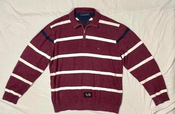 1/4 half zip sweater trui gestreept Tommy Hilfiger rood XL