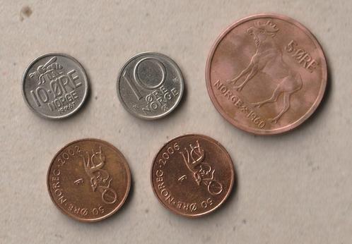 Norvège : 5 pièces (utilisées) : 1967 - 1984, Timbres & Monnaies, Monnaies | Europe | Monnaies non-euro, Série, Autres pays, Enlèvement ou Envoi