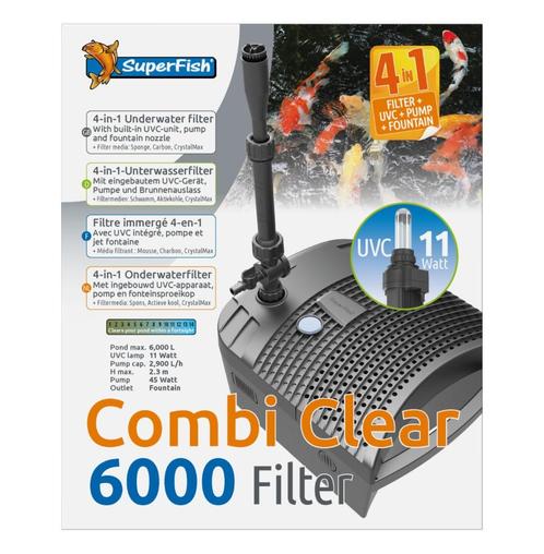 SuperFish Combi Clear 6000 filter uvc pomp 4-in-1, Jardin & Terrasse, Accessoires pour étangs, Neuf, Autres types, Enlèvement ou Envoi