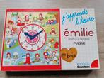 Puzzle en bois vintage "J'apprends l'heure avec Emilie", Ophalen, Gebruikt, Puzzelen