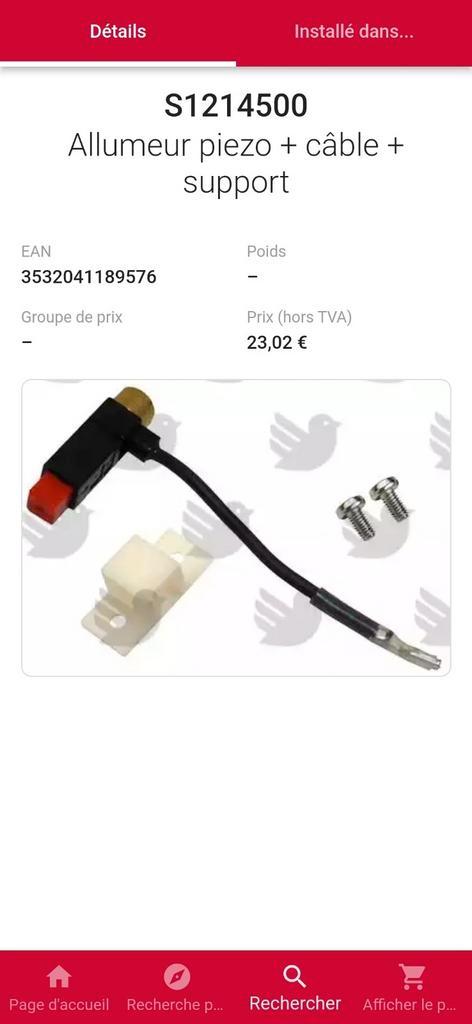 Allumeur piézo & câble & support - SAUNIER DUVAL : S1214500