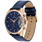 Tommy Hilfiger Herenhorloge 44 Baker met blauwe 165 Euro, Montre-bracelet, Autres marques, Cuir, Enlèvement