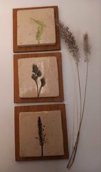 Wanddecoratie Set keramiek tegel op merbauhout  Handgemaakt, Hobby en Vrije tijd, Ophalen of Verzenden