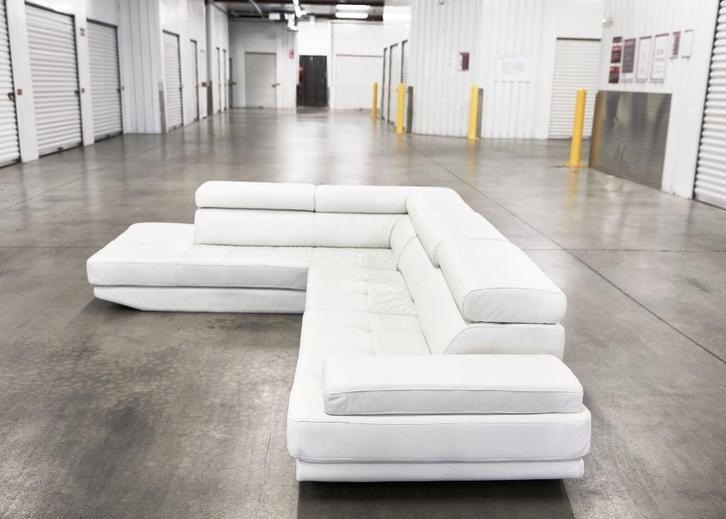 5-ZITS WITTE LEREN ZETEL, Huis en Inrichting, Zetels | Zetels en Chaises Longues, Zo goed als nieuw, Vierpersoons of meer, 250 tot 300 cm