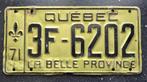 auto nummerplaat 1971- La belle provence- Quebec - Canada, Verzamelen, Overige Verzamelen, Ophalen of Verzenden, Gebruikt