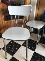 Vintage - witte formica stoel, Vijf, Zes of meer stoelen, Metaal, Gebruikt, Wit