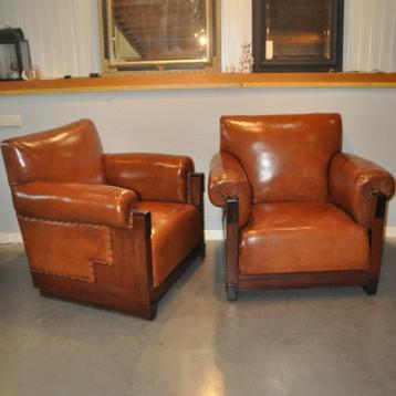 SET ART DECO FAUTEUILS IN SCHAPENLEER beschikbaar voor biedingen
