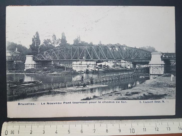 Postkaart Brussel Nouveau pont tournant Binnenvaartschip, Verzamelen, Postkaarten | België, Gelopen, Brussel (Gewest), Voor 1920