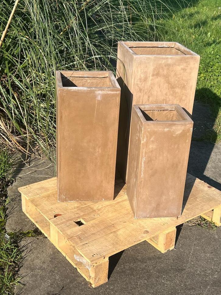Clayfibre plantenbak 34x34x70, Tuin en Terras, Bloembakken en Plantenbakken, Nieuw, Overige materialen, Binnen, Balkon, Tuin, 60 cm of meer