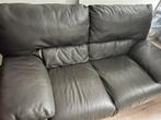 Bruine lederen zetel tweezit GRATIS, Banc droit, Enlèvement, Utilisé, Cuir
