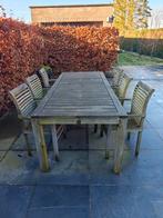Teak tuintafel met 6 stoelen, Tuin en Terras, Ophalen, Gebruikt, 6 zitplaatsen, Tuinset