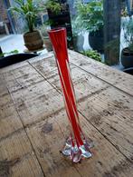 vaas, solifleur, rood, gedraaid glas, Murano, vintage, Huis en Inrichting, Woonaccessoires | Vazen, Ophalen, Rood