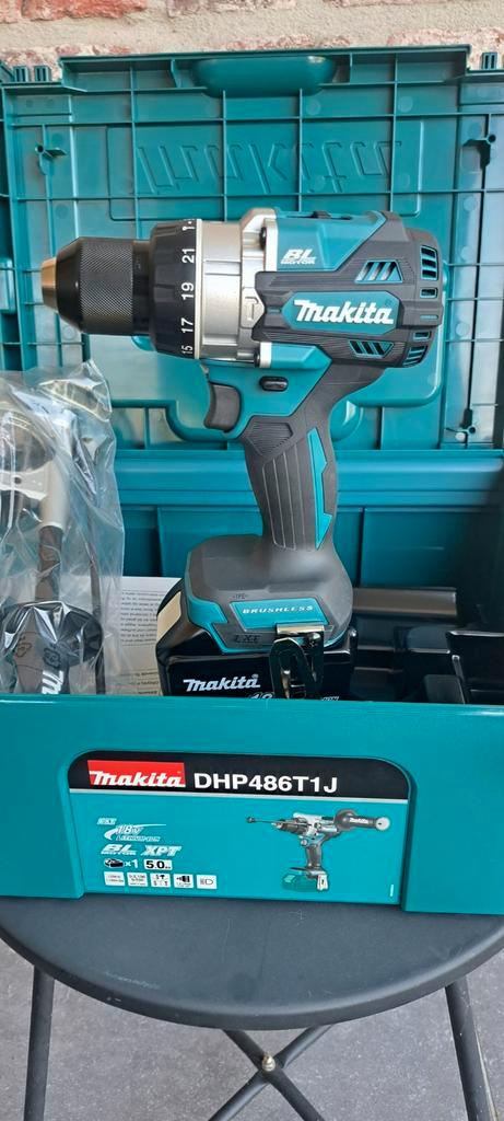 Makita DHP486T1J klopboor-schroefmachine 18V NIEUW!, Doe-het-zelf en Bouw, Gereedschap | Boormachines, Nieuw, Boor- en Schroefmachine