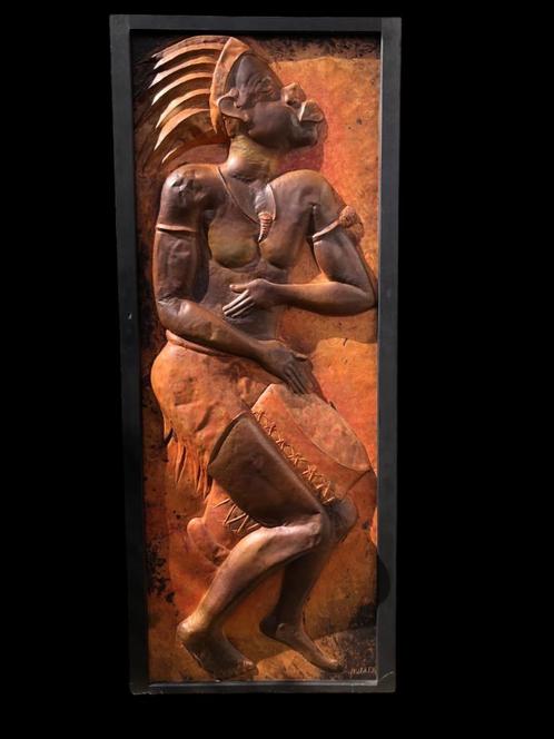 Monumental tableau - cuivre repoussé Congo 201x83 cm -, Antiquités & Art, Art | Art non-occidental, Enlèvement