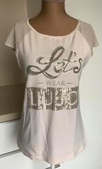 Tee-shirt LIU-JO écru/sequins pour femme taille 38, Comme neuf, Beige, Manches courtes, Taille 36 (S)