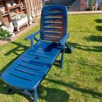 Stevig breed  ligbed op wielen., Jardin & Terrasse, Chaises longues, Enlèvement, Comme neuf, Synthétique